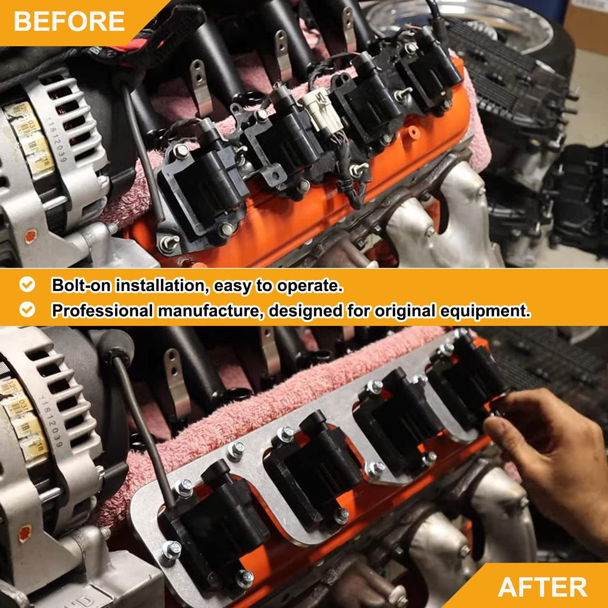 Bull Boost Performance 5.3L LS Square Coil Brackets Valve Cover For D581 D514A D510C 12558693 LSX...