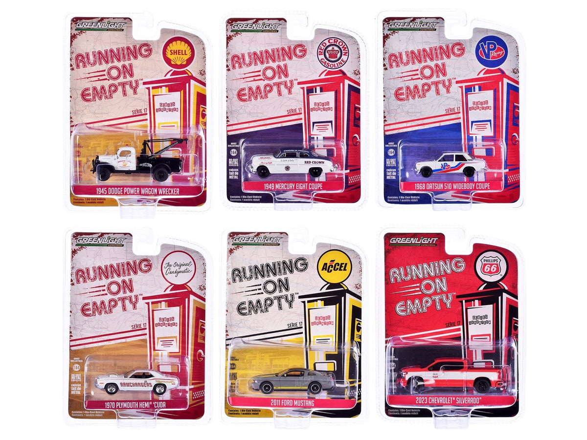 Rapid Vehicles "Running on Empty" 6 piece Set Series 17 1/64 Diecast Model Cars by Greenlight ...