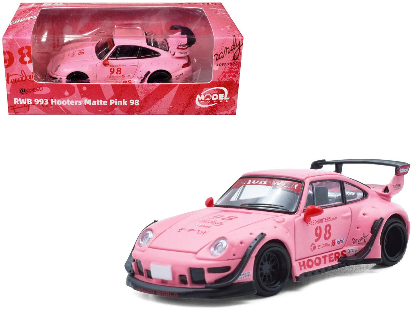 RWB 993 #98 "Hooters" Matt Pink 1/64 Diecast Model Car by Model Model free shipping USA