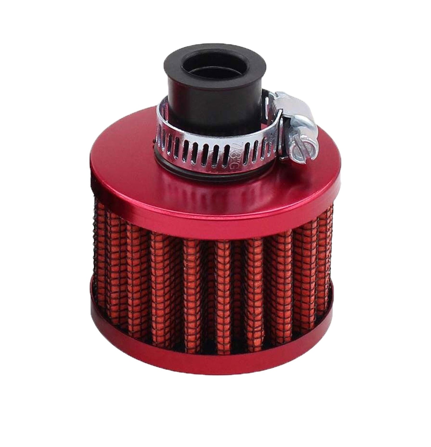 Universal 12mm Crankcase Vent Intake Mini Cone Air Breather Filter Chrome RED