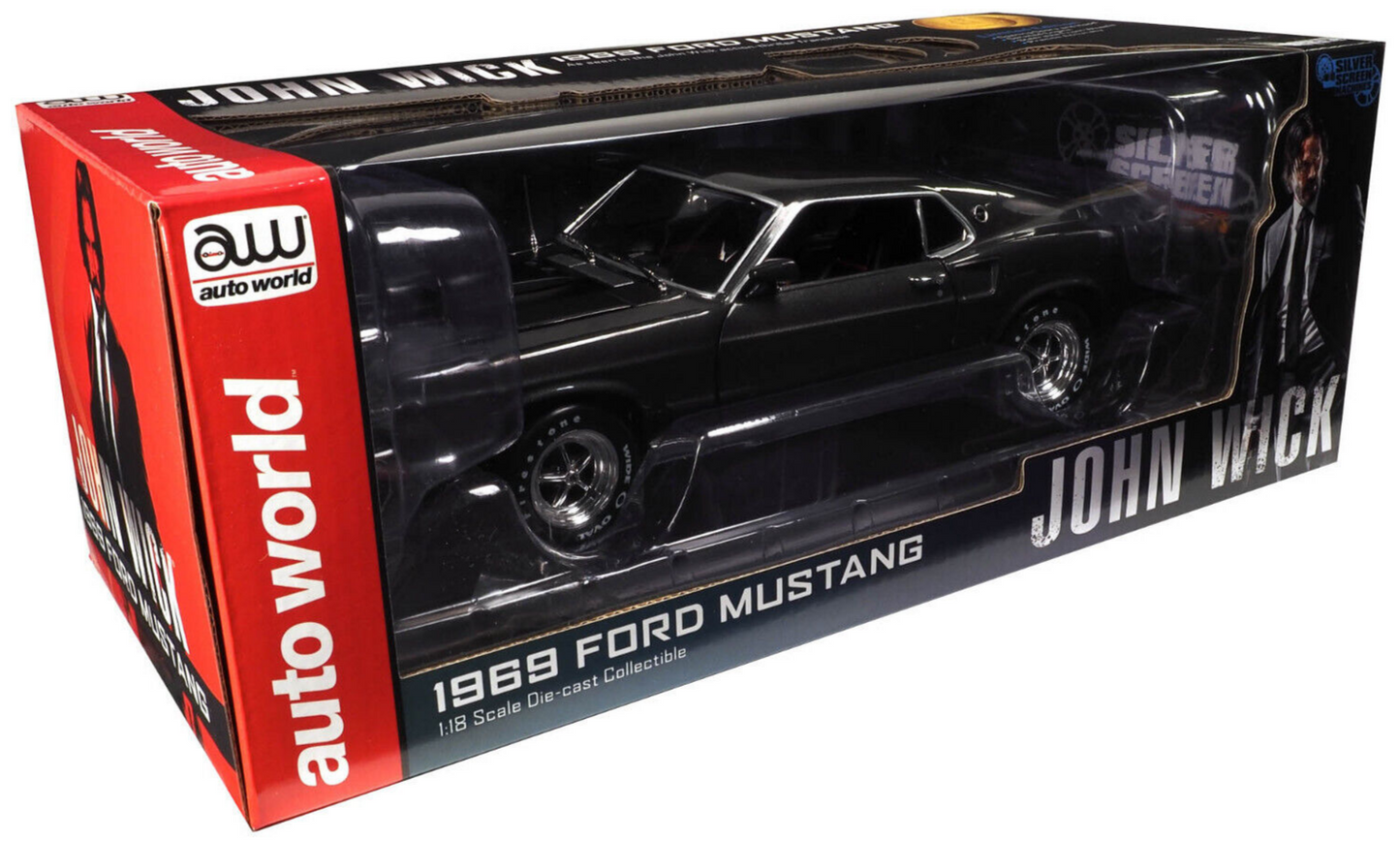 Autoworld 1969 Ford Mustang Boss 429 "John Wick" Hitman Grey Metallic 1:18