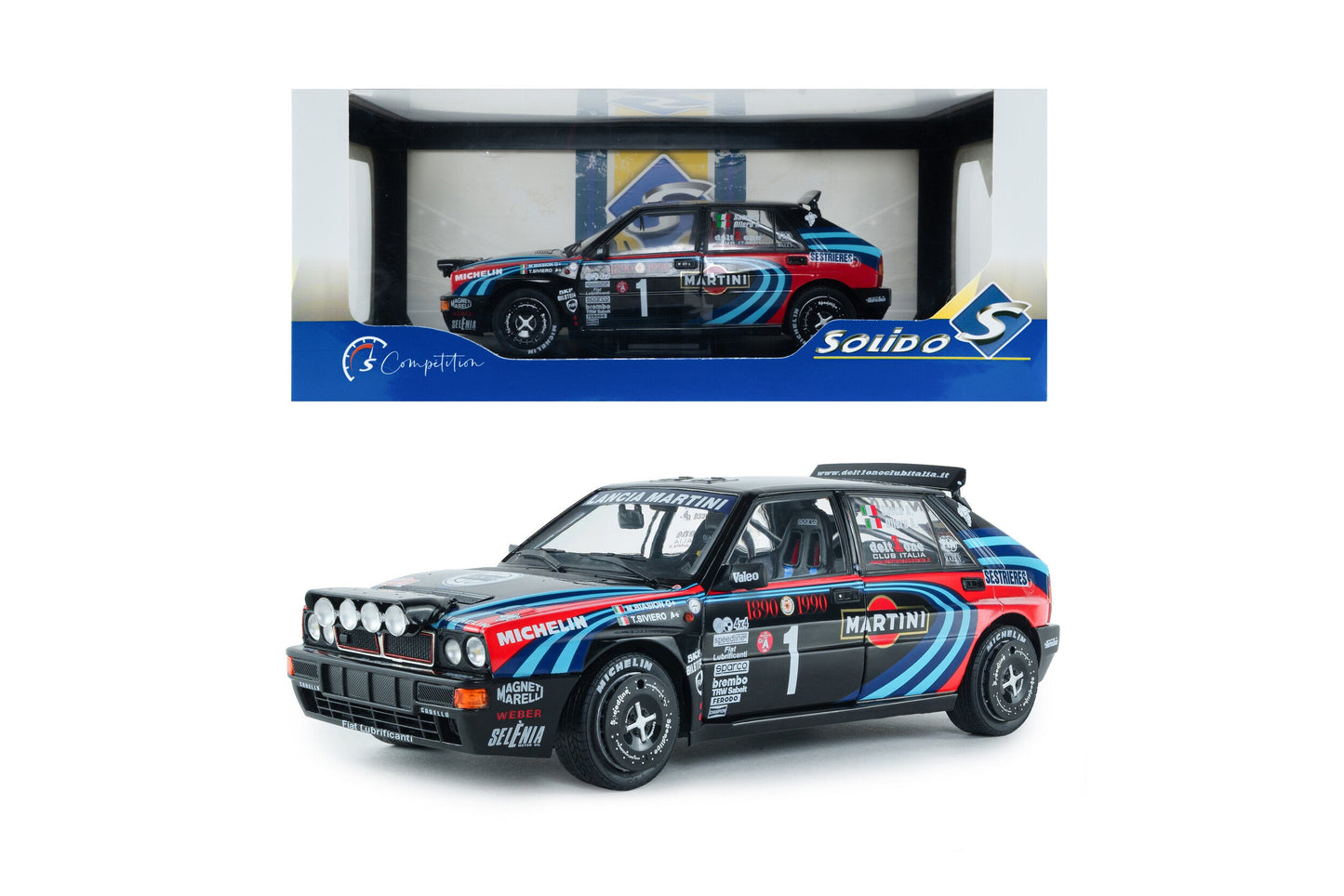 Solido 1990 Lancia Delta HF Integrale Tribute to Biason Rallye Montecarlo Black 1:18