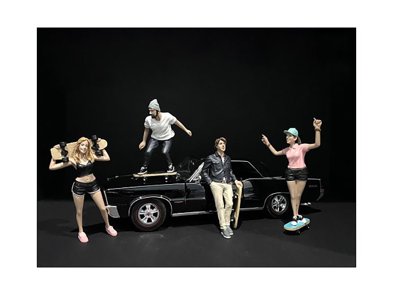 Skateboarders Figurines 4 piece Set for 1/24 Scale Models by American Diorama free shipping USA