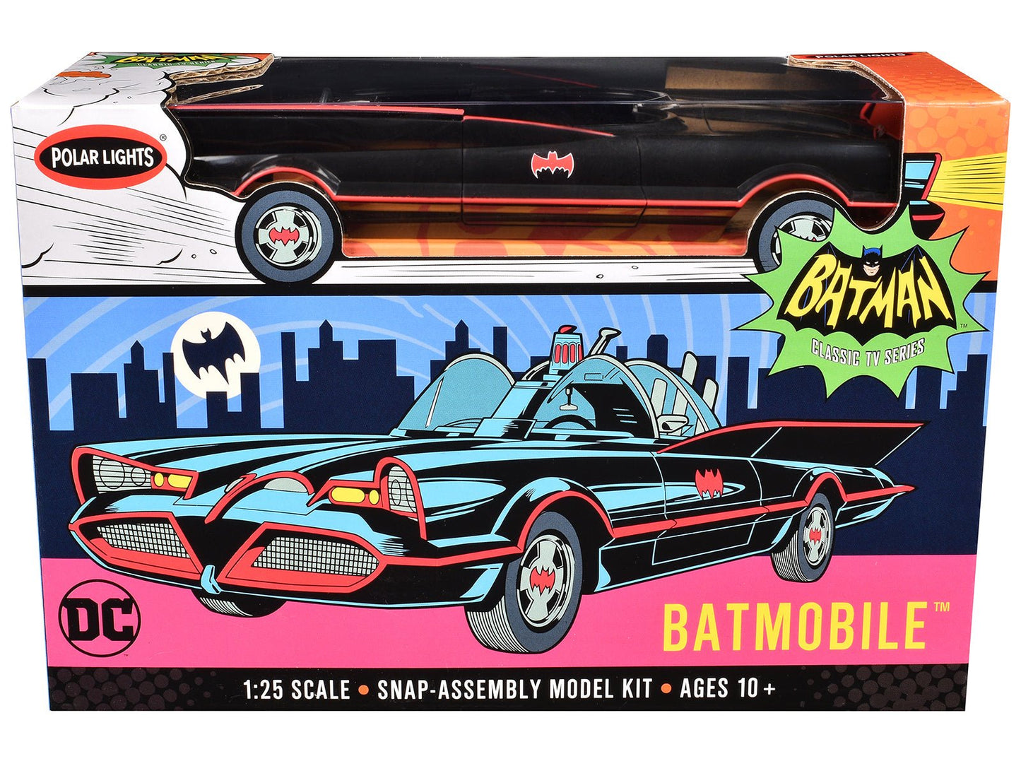 Skill 2 Model Kit Batmobile "Batman" (1966-1968) TV Series 1/25 Scale Model by Polar Lights free shipping USA