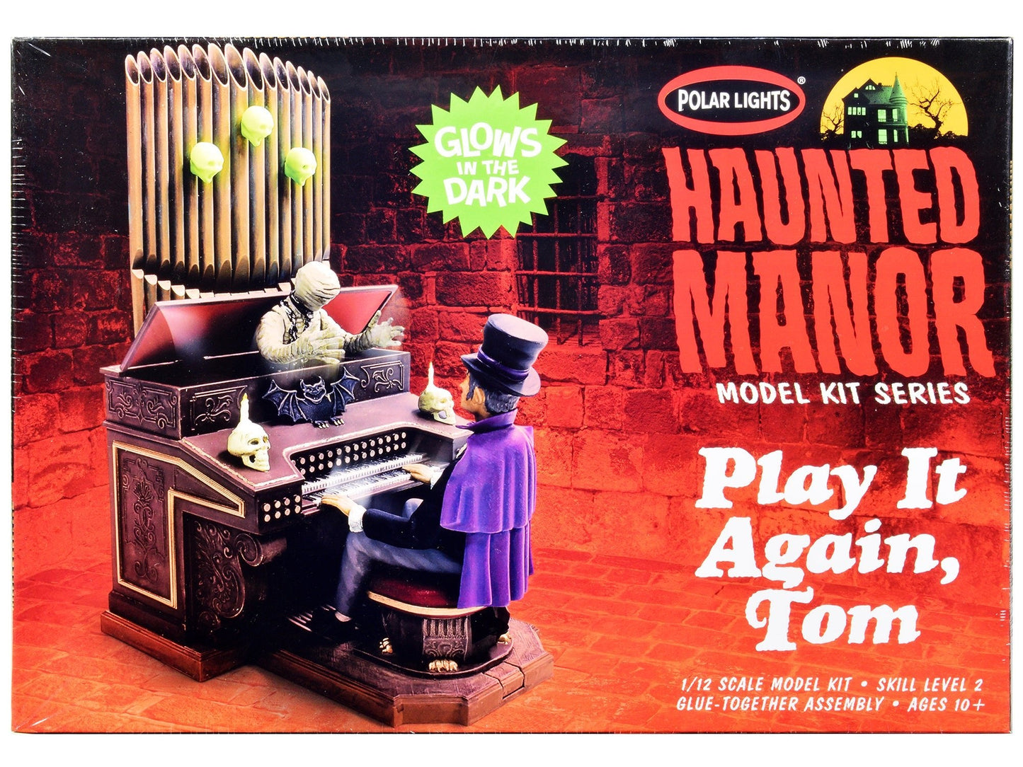 Skill 2 Model Kit Haunted Manor "Play it Again Tom" Diorama Set 1/12 Scale Model by Polar Lights free shipping USA