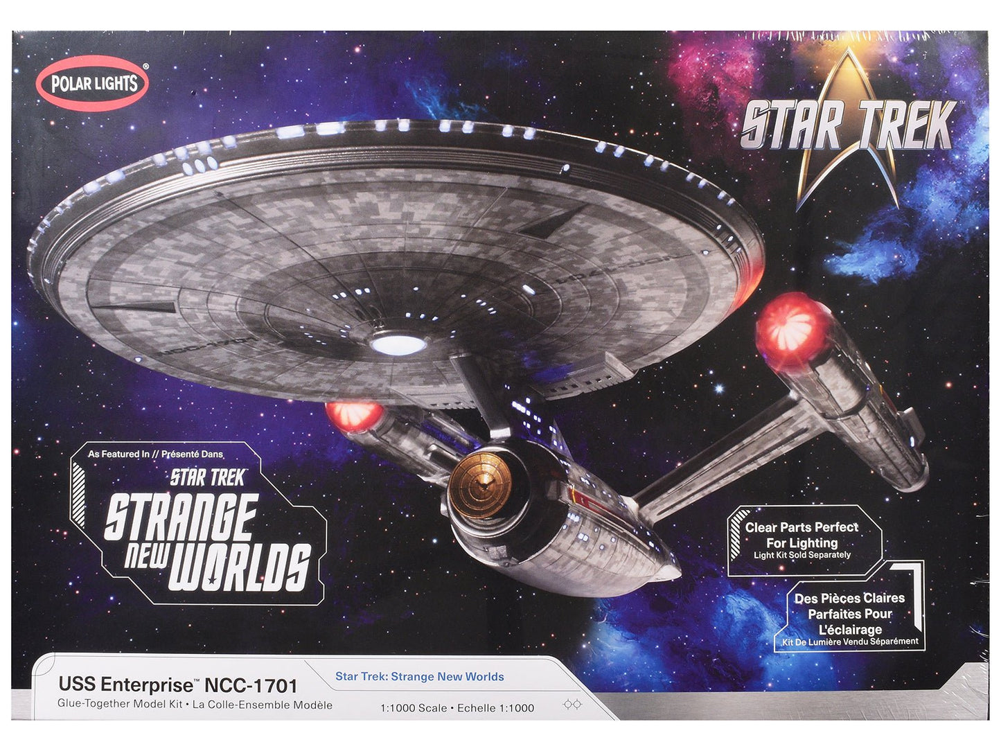 Skill 2 Model Kit USS Enterprise NCC-1701 Spacecraft "Star Trek: Strange New Worlds" (2022-Current) TV Series 1/1000 Scale Model by Polar Lights free shipping USA