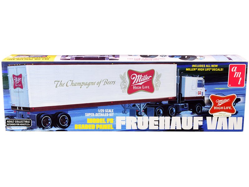 Skill 3 Model Kit Fruehauf FB Beaded Panel Van Trailer "Miller" 1/25 Scale Model by AMT free shipping USA