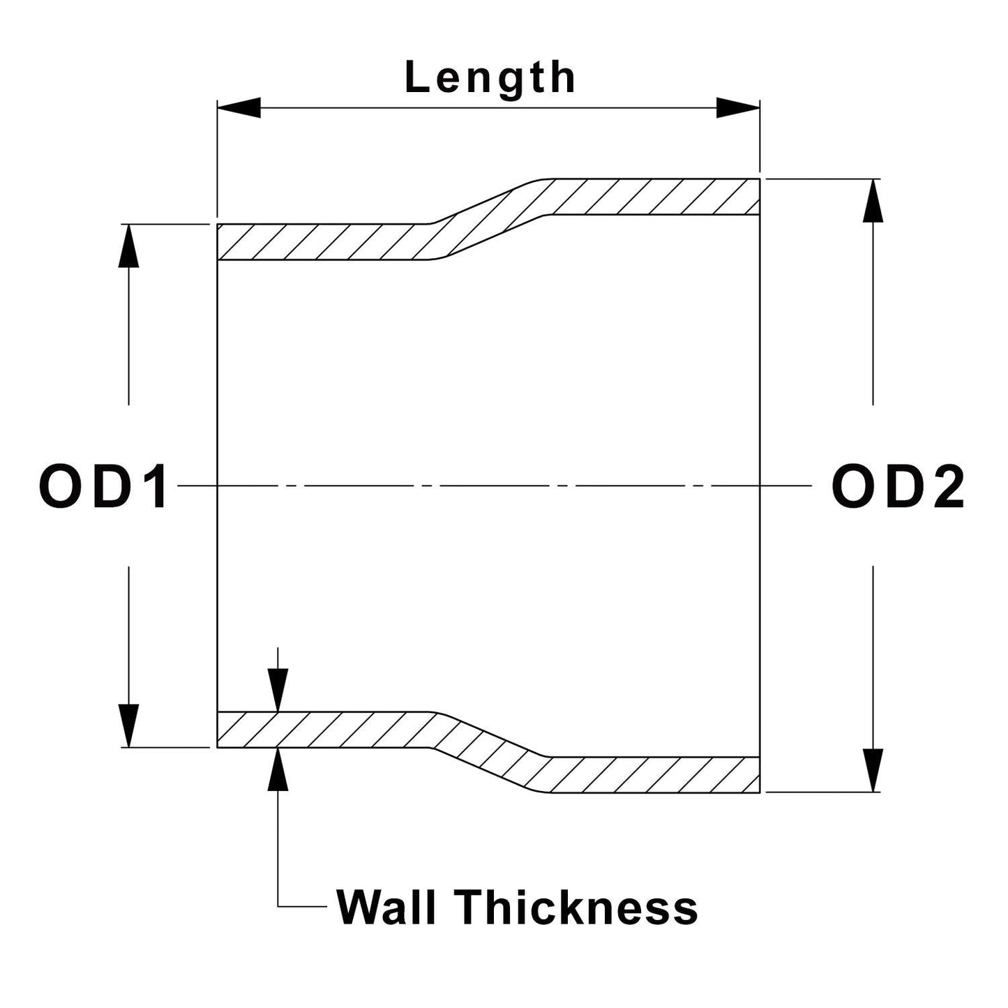 HPS Performance Products HPS 3-1/2" - 4" OD, 4" Long 6061 Aluminum Step Up Transition Joiner Reducer Tube Piping