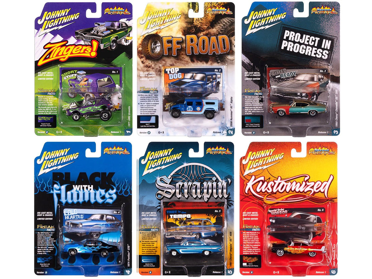 Rapid Vehicles "Street Freaks" 2025 Release 1 Set B of 6 Cars 1/64 Diecast Model Cars by Johnny...