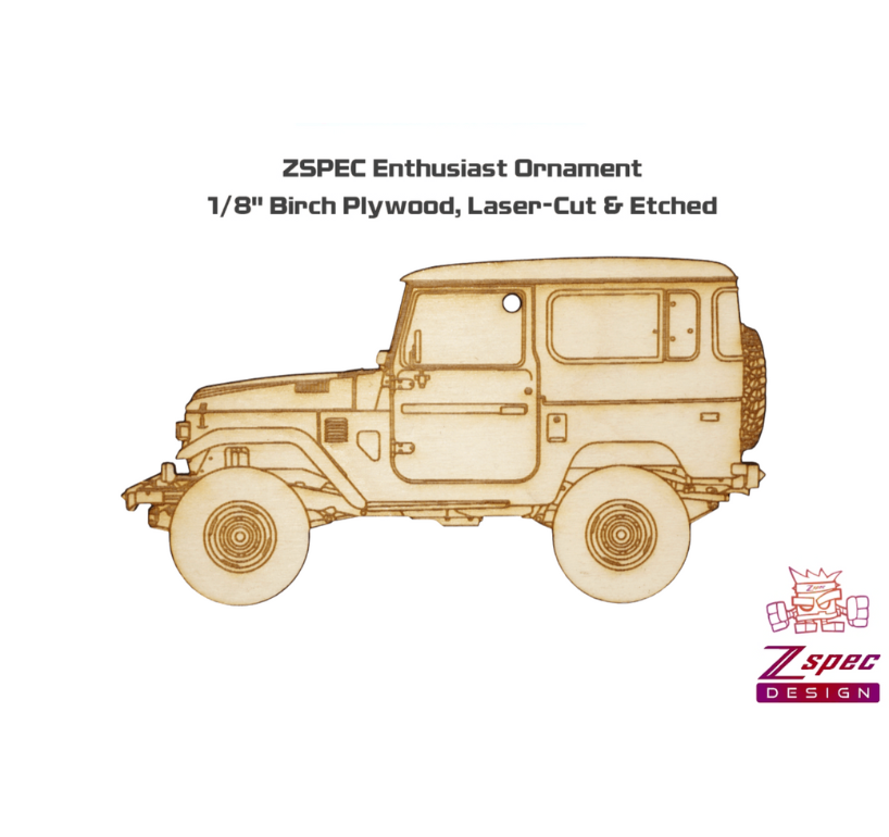 ZSPEC Laser-Engraved Wood Ornament, Style: Toyota FJ40 Landcruiser, Birch