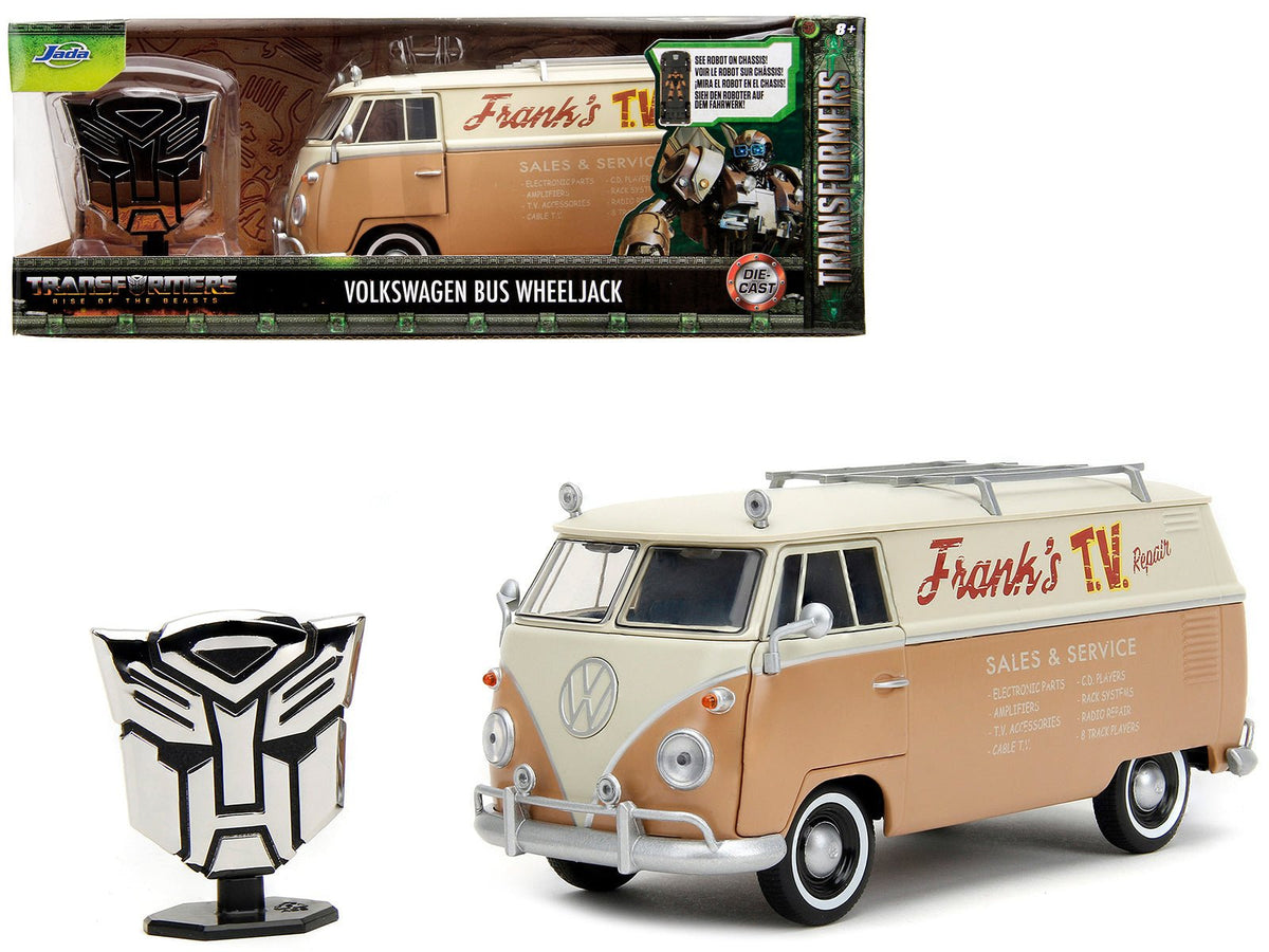 Rapid Vehicles Volkswagen Bus "WheelJack" Tan and Beige "Frank's TV Repair" and Transformers Logo...