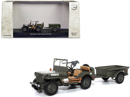 Rapid Vehicles Willys Jeep 1/4-Ton Utility Truck Olive Drab with Trailer "United States Army"...