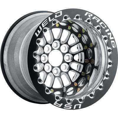 Weld Racing Tuner Import Drag Black Center Polished Shell Single Beadlock Wheels - 778B50715F