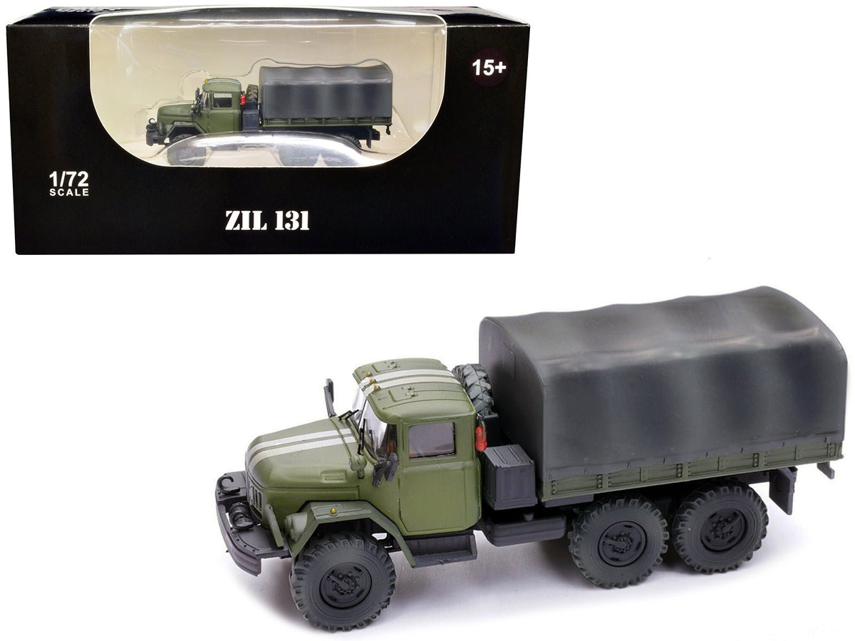 Rapid Vehicles ZIL 131 Cargo Truck Green with White Stripes "Ukrainian Ground Forces" 1/72...