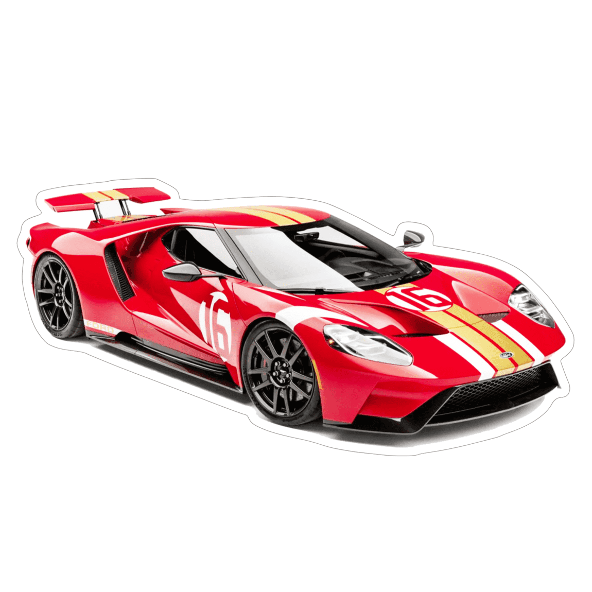 Ford GT Super-Car Quarter-View Vinyl Decal / Sticker, Red