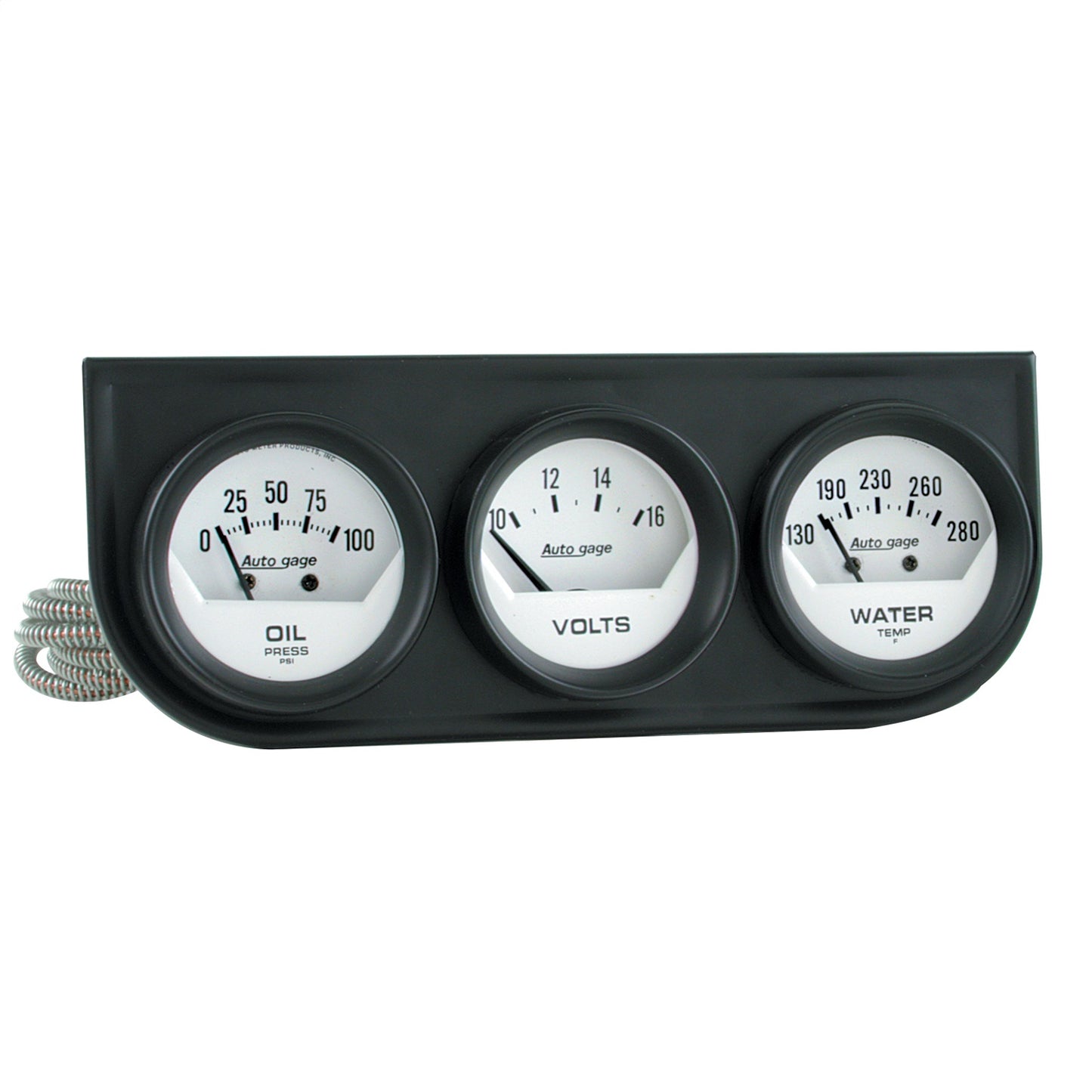GAUGE CONSOLE OILP/WTMP/VOLT 2-1/16 In. 100 PSI/280 Fahrenheit/16V WHT DIAL BLK BZL AG