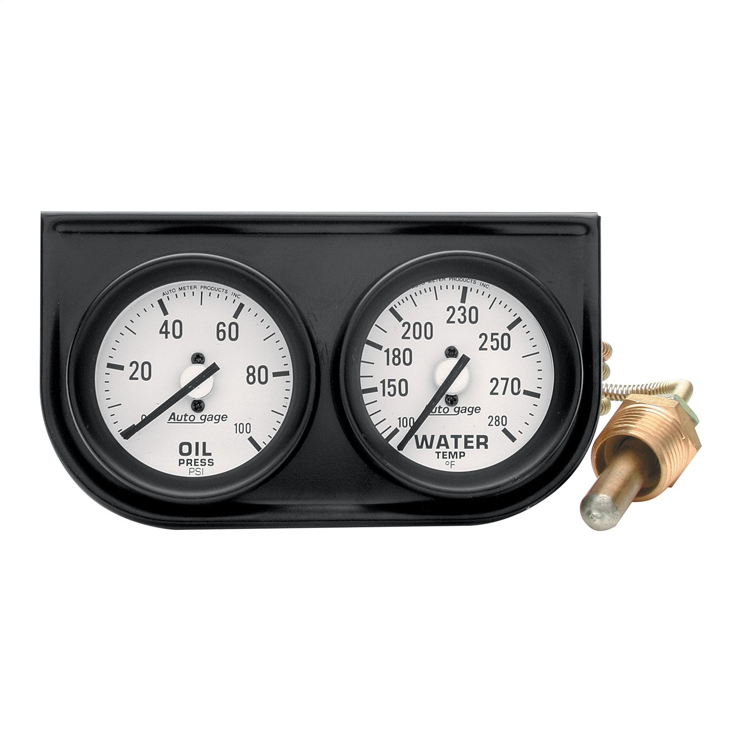 GAUGE CONSOLE OILP/WTMP 2-1/16 In. 100 PSI/280 Fahrenheit WHT DIAL BLK BZL AUTOGAGE