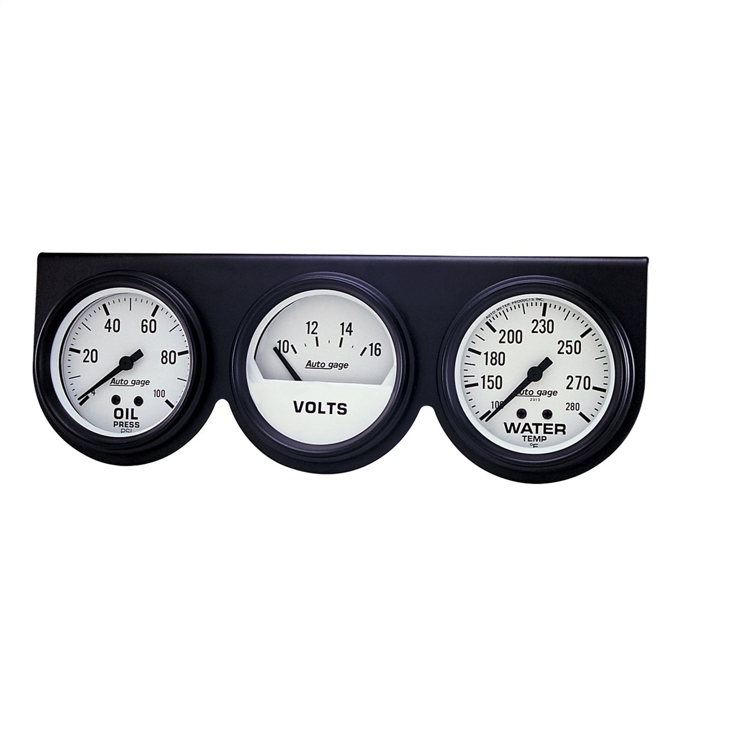 GAUGE CONSOLE OILP/WTMP/VOLT 2-5/8 In. 100 PSI/280 Fahrenheit/16V WHT DIAL BLK BZL AG