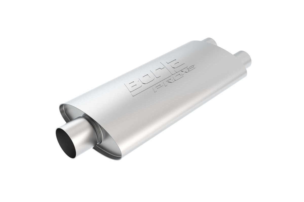Borla ProXS Muffler 3in Center Inlet/ 2.25in Dual Outlet 4in X 9.5in Oval X 19in Long Body