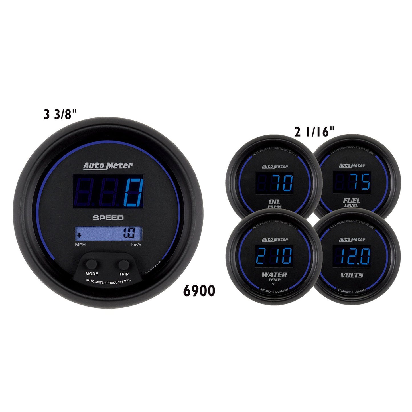 5 PC. GAUGE KIT 3-3/8 In. & 2-1/16 In. COBALT DIGITAL