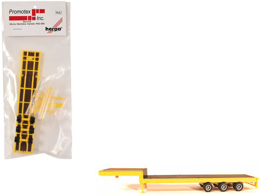 Rapid Vehicles 3-Axle Step Deck Equipment Trailer with Ramps Yellow 1/87 (HO) Plastic Model by...