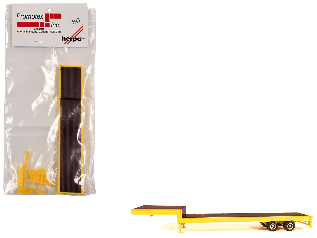 Rapid Vehicles 2-Axle Step Deck Equipment Trailer with Ramps Yellow 1/87 (HO) Plastic Model by...