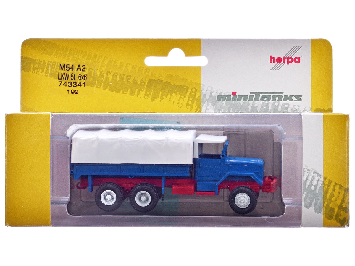 Rapid Vehicles Am General M54 6X6 5/10 Ton Truck Blue with White Top 1/87 (HO) Plastic Model Car...