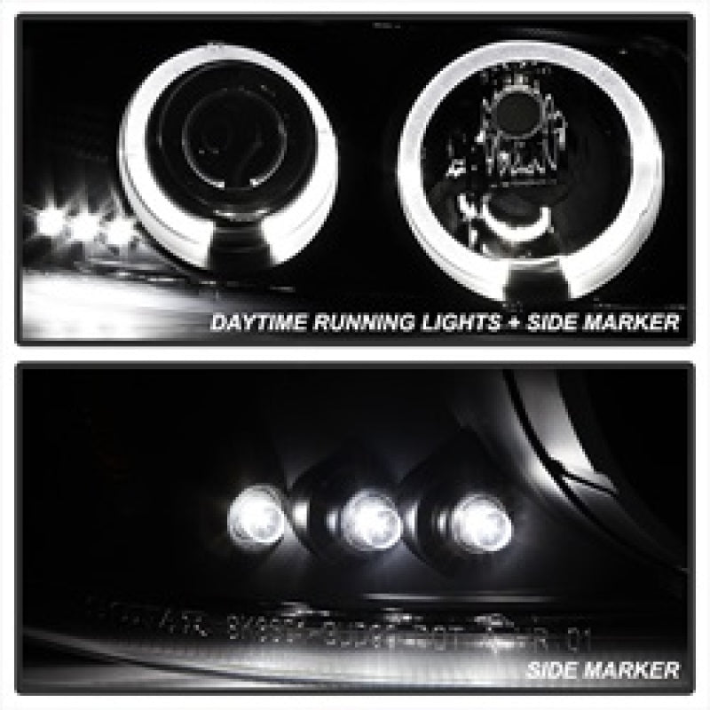 FR SPORT Spyder GMC Sierra 1500/2500 99-06 Projector Headlights LED Halo LED Blk Smke...