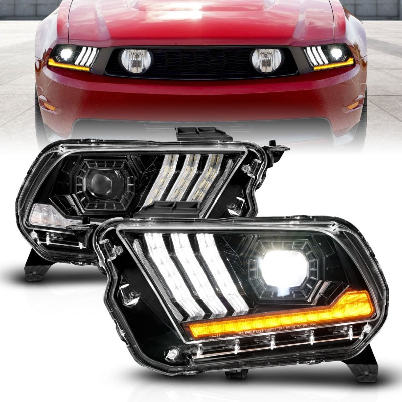 FR SPORT ANZO 10-14 Ford Mustang LED Projector Headlights w/Sequential Light Tube (NON HID...