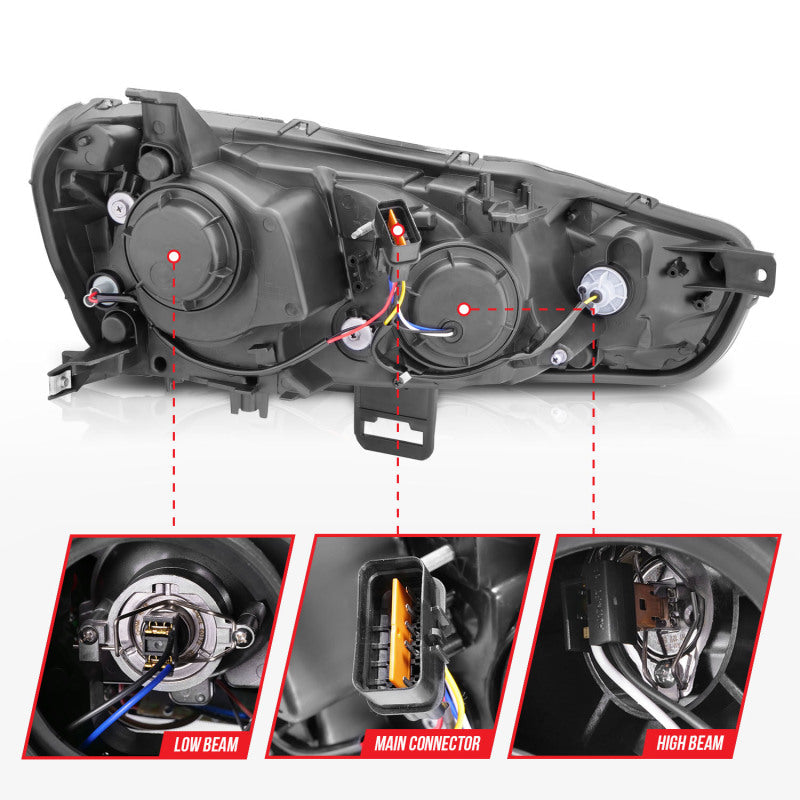 Anzo 2008-2015 Mitsubishi Lancer Projector Headlights w/ Halo Chrome (CCFL)