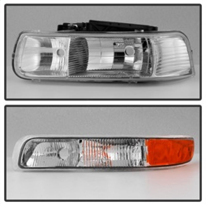 SPYDER xTune Chevy Silverado 1500 99-02 OEM Style Headlights w/ Bumper Lights - Chrome HD-JH-CSIL99-OE-SET 9035111