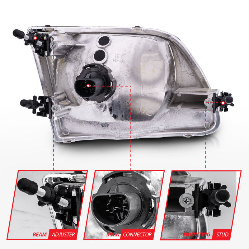 Anzo 1997-2003 Ford F-150 Crystal Headlights Chrome