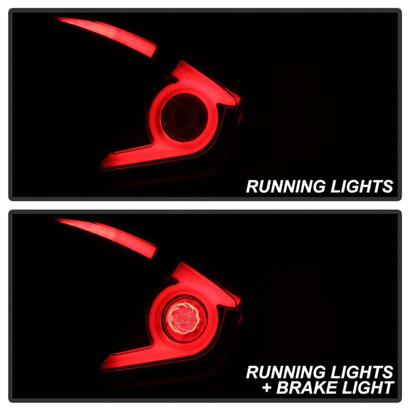 FR SPORT Spyder 16-18 Honda Civic 4 Door Light Bar LED Tail Lights - Black Smoke...