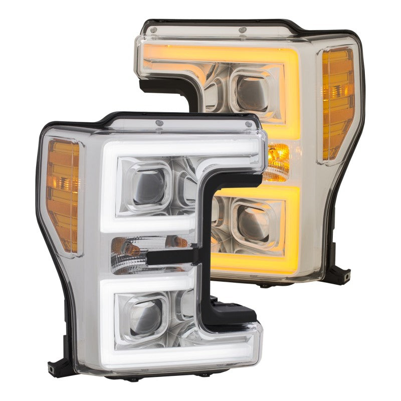 Anzo Projector Plank Style Switchback Headlight Chrome / Amber 17-18 Ford