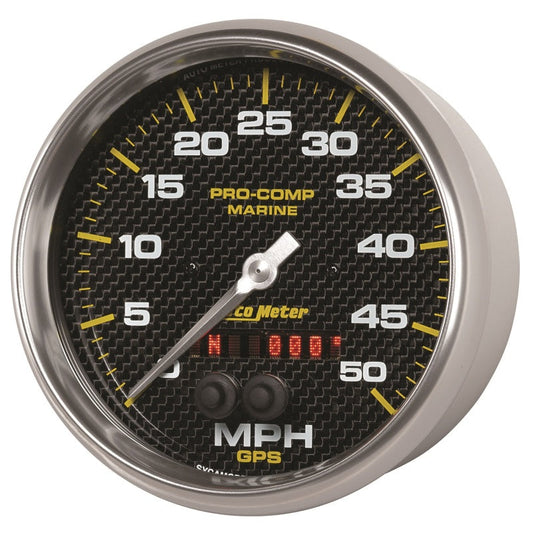 AutoMeter Speedometer Gauge 5 inch 50MPH GPS Marine Carbon Fiber 200644-40