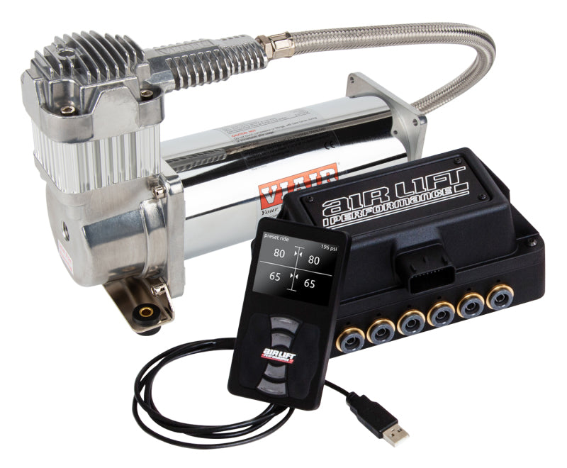 AIRLIFT 3H(1/4" Air Line,2.5 Gallon Lightweight Raw Alum.Tank,VIAIR 444C Comp)