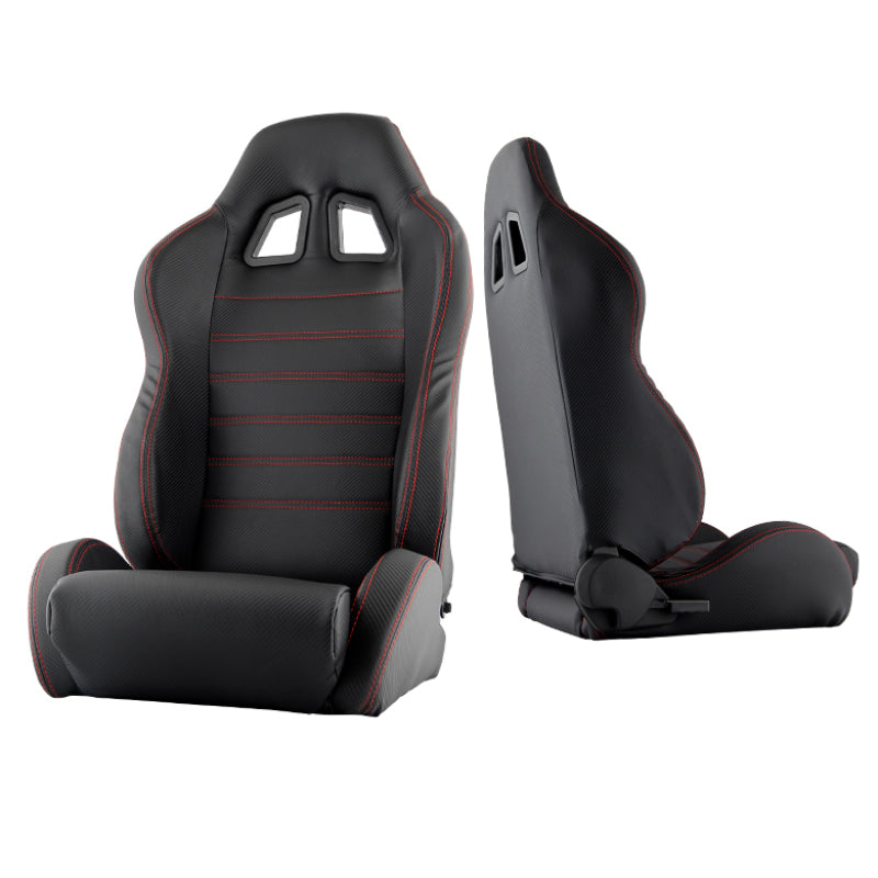 SPYDER Xtune Sp2 Style Racing Seat Carbon Pu (Double Slider) Black/Black Passenger Side RST-SP2-02-BK-PA 9933905