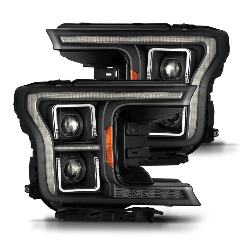 FR SPORT AlphaRex 18-20 Ford F-150 (Req. Conv F150 w/Stock LED) LUXX LED Proj HL Blk Actv Lgt Seq...