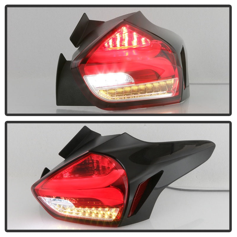 Spyder 15-17 Ford Focus Hatch LED Tail Lights w/Indicator/Reverse - Red Clr (ALT-YD-FF155D-LED-RC) 5085726