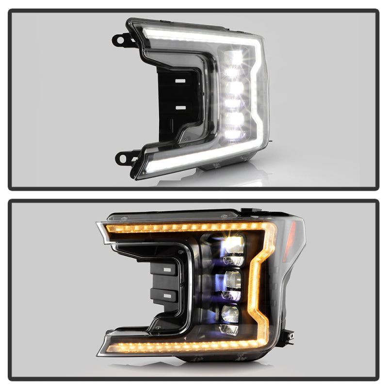 SPYDER 18-20 Ford F-150 Headlights - Halogen Model Only - DRL LED - Black PRO-YD-FF15018HALAP-SEQ-BK 5088475