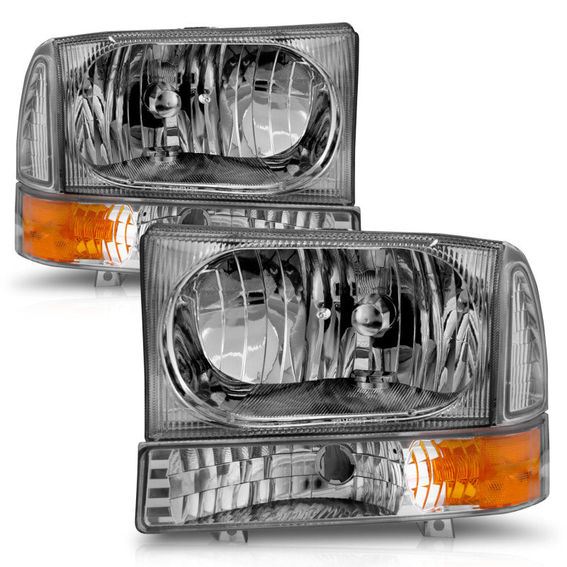 Anzo 2000-2004 Ford Excursion Crystal Headlights Chrome w/ LED 1pc