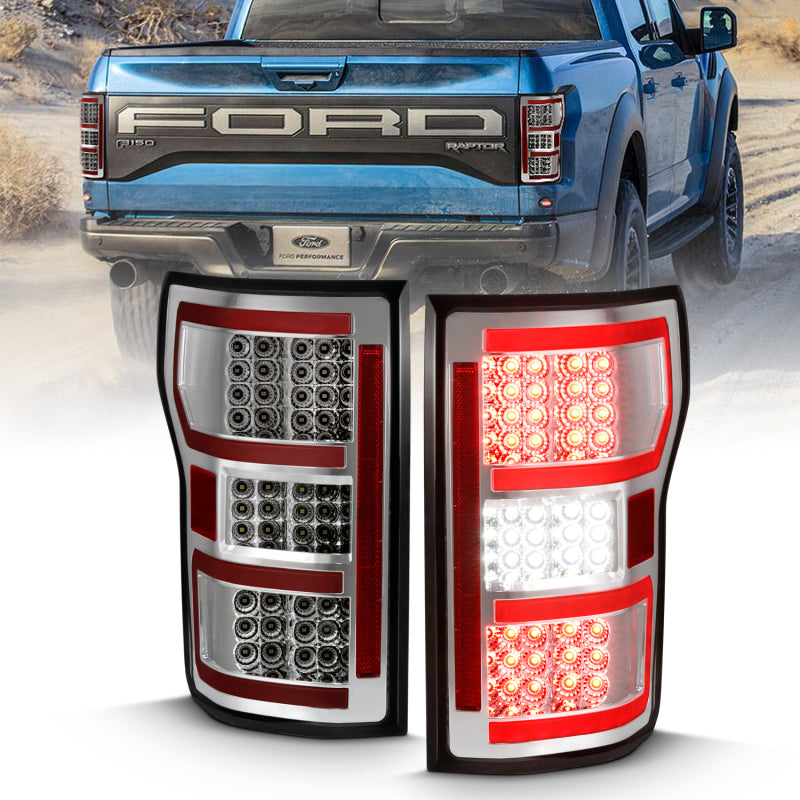 FR SPORT ANZO 2018-2019 Ford F-150 LED Taillight Chrome (Red Light Bar) (w/ Sequential) 311316