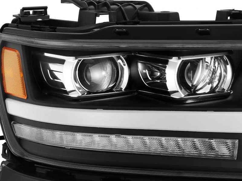 FR SPORT AlphaRex 19-20 Dodge Ram 1500 LUXX LED Proj Headlights Plank Jet Blk w/Activ Light/Seq...