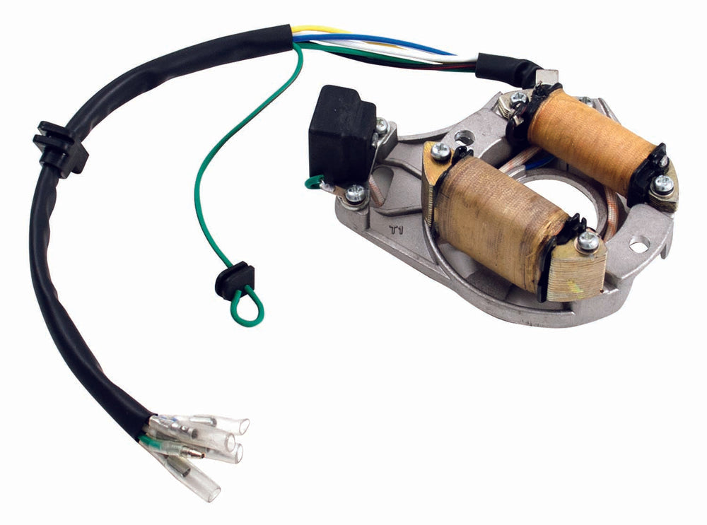 MOGO PARTS STATOR, 2-COIL WITH MOUNT PLATE (5+2 WIRE)