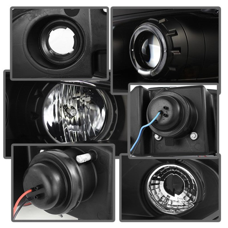 FR SPORT Spyder Mitsubishi Eclipse 97-99 Projector Headlights LED Halo Black High H1 Low H1...