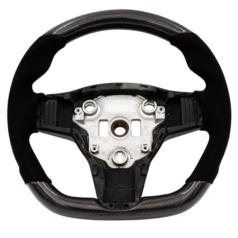 BLOX Racing Tesla Model 3 and Y Carbon/Alcantara Steering Wheel Red Stitching BXSW-60010-R