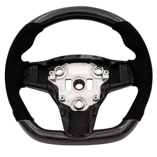 FR SPORT BLOX Racing Tesla Model 3 and Y Carbon/Alcantara Steering Wheel Red Stitching BXSW-60010-R