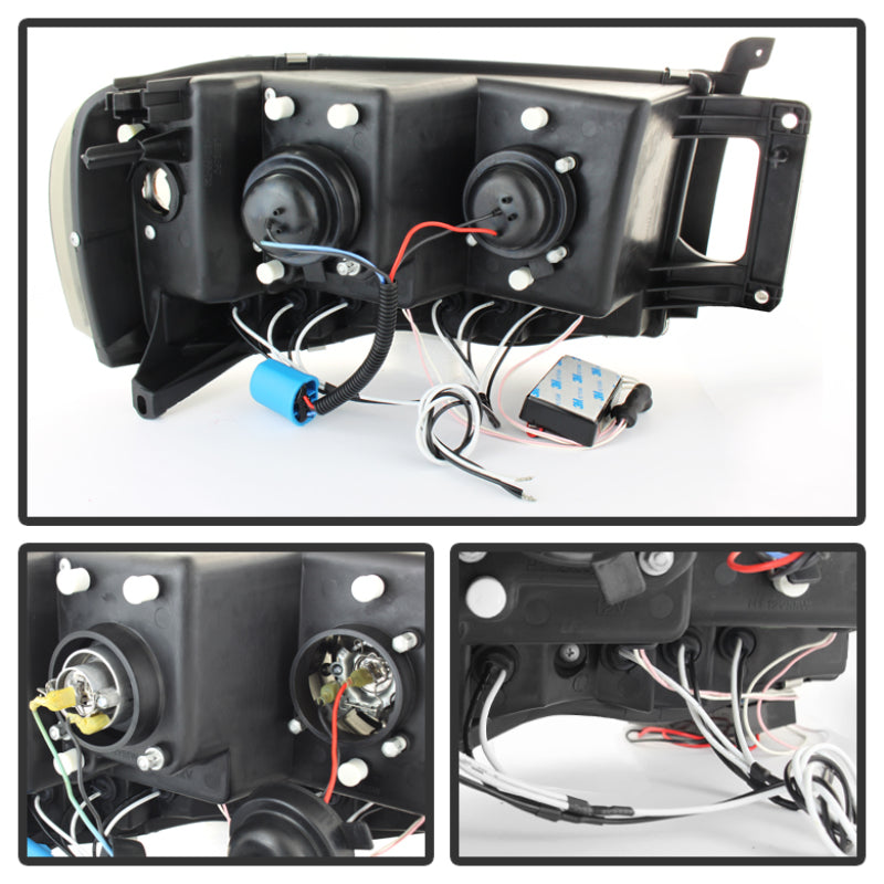 FR SPORT Spyder Dodge Ram 1500 02-05 03-05 Projector Headlights CCFL Halo LED Blk Smke...