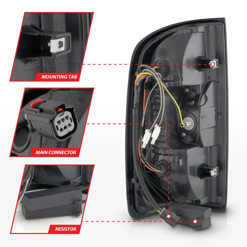 FR SPORT ANZO 15-21 GMC Canyon Full LED Taillights w/ Red Lightbar Black Housing/Clear Lens...