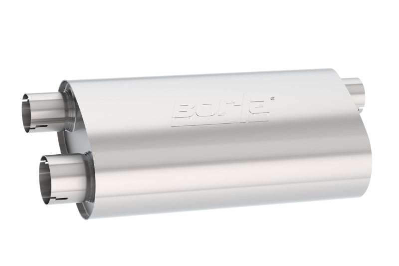 FR SPORT Borla Transverse Flow Notched Muffler - Oval Single Inlet/Dual Outlet 2.5in 19in x...